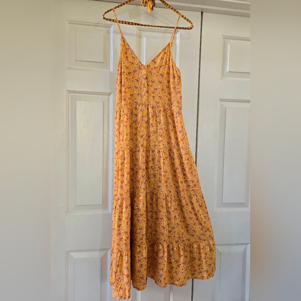 Band Of Gypsies Tiered Maxi Sundress NWOT Golden Orange Medium